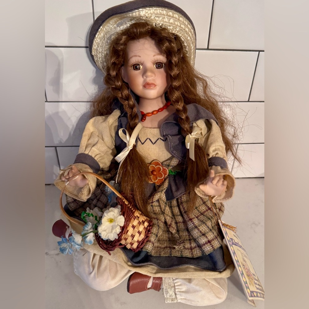 Charming Doll w/ Braided Hair & Floral Outfit
Damage to the straw hat-see photo